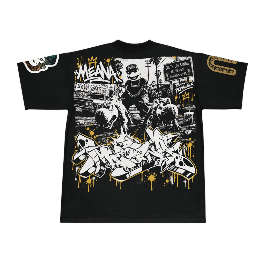 Graffiti Streetwear Football Jersey — "Meana" Urban Graphic Tee